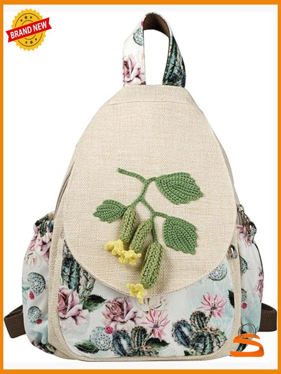 Hand-Knit Multi-Pocket Backpack for Travel School Work main image 7